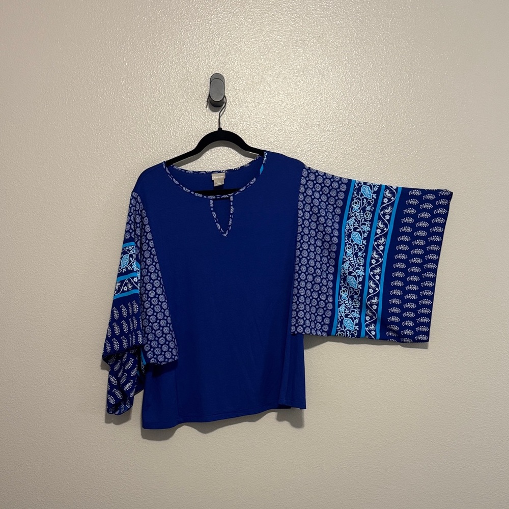 Chico's Vibrant Blue Patterned Blouse